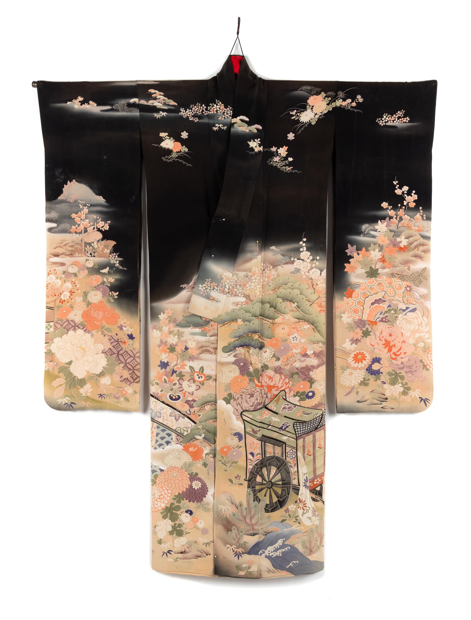 A Japanese Kuro Tomesode Kimono
