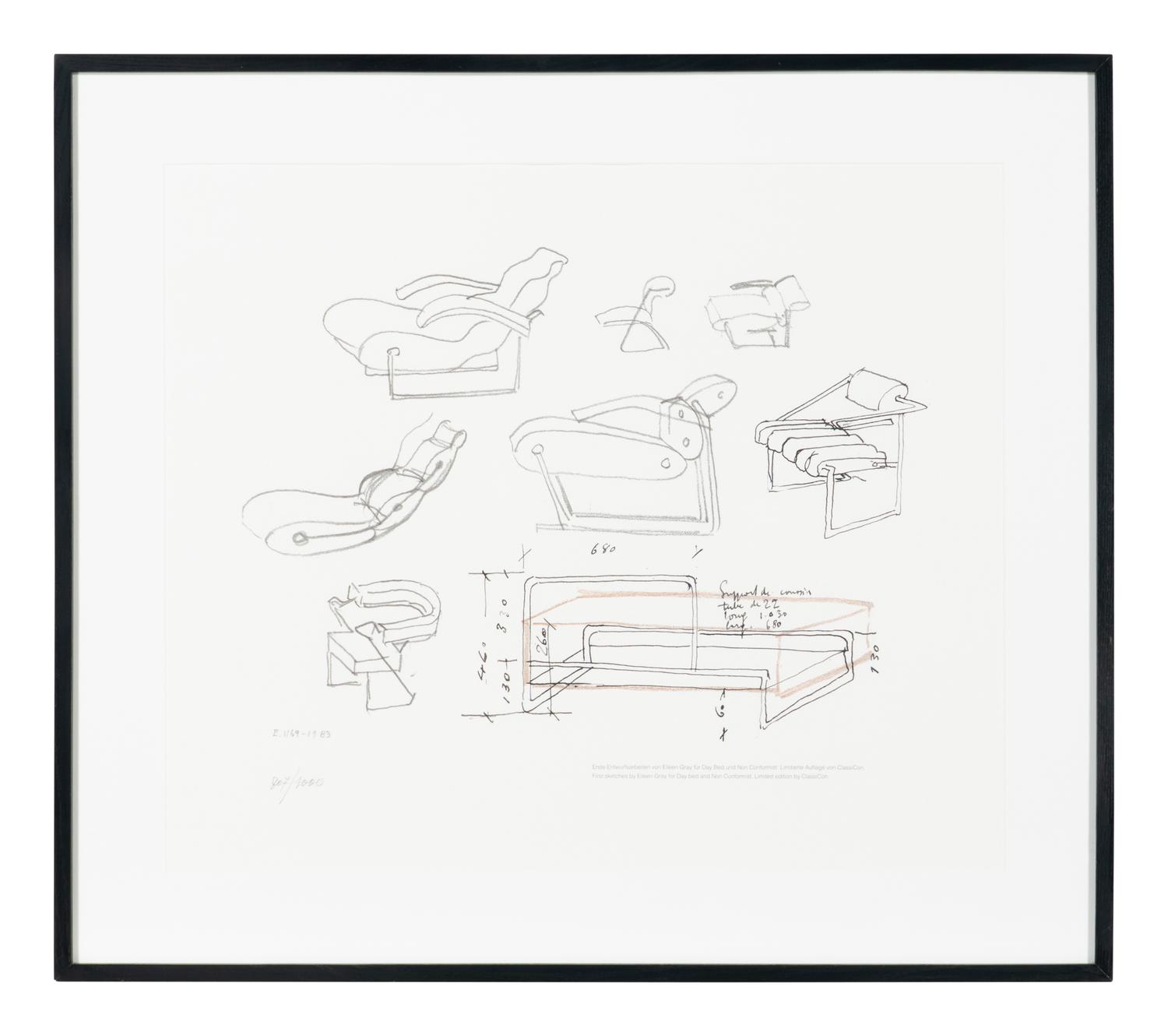 First sketches for Day bed and Non Conformist for ClassiCon, 1983