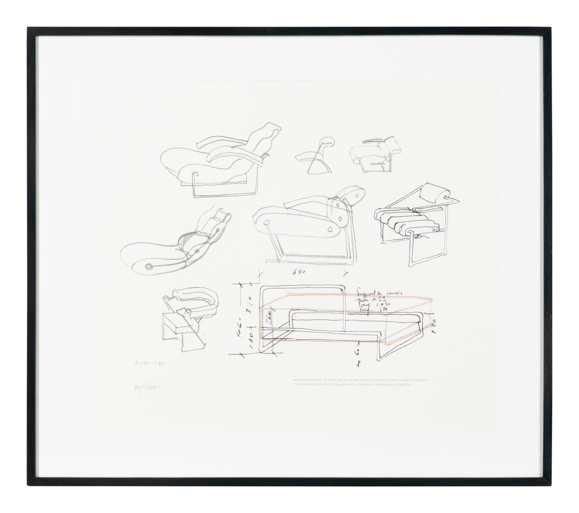 First sketches for Day bed and Non Conformist for ClassiCon, 1983
