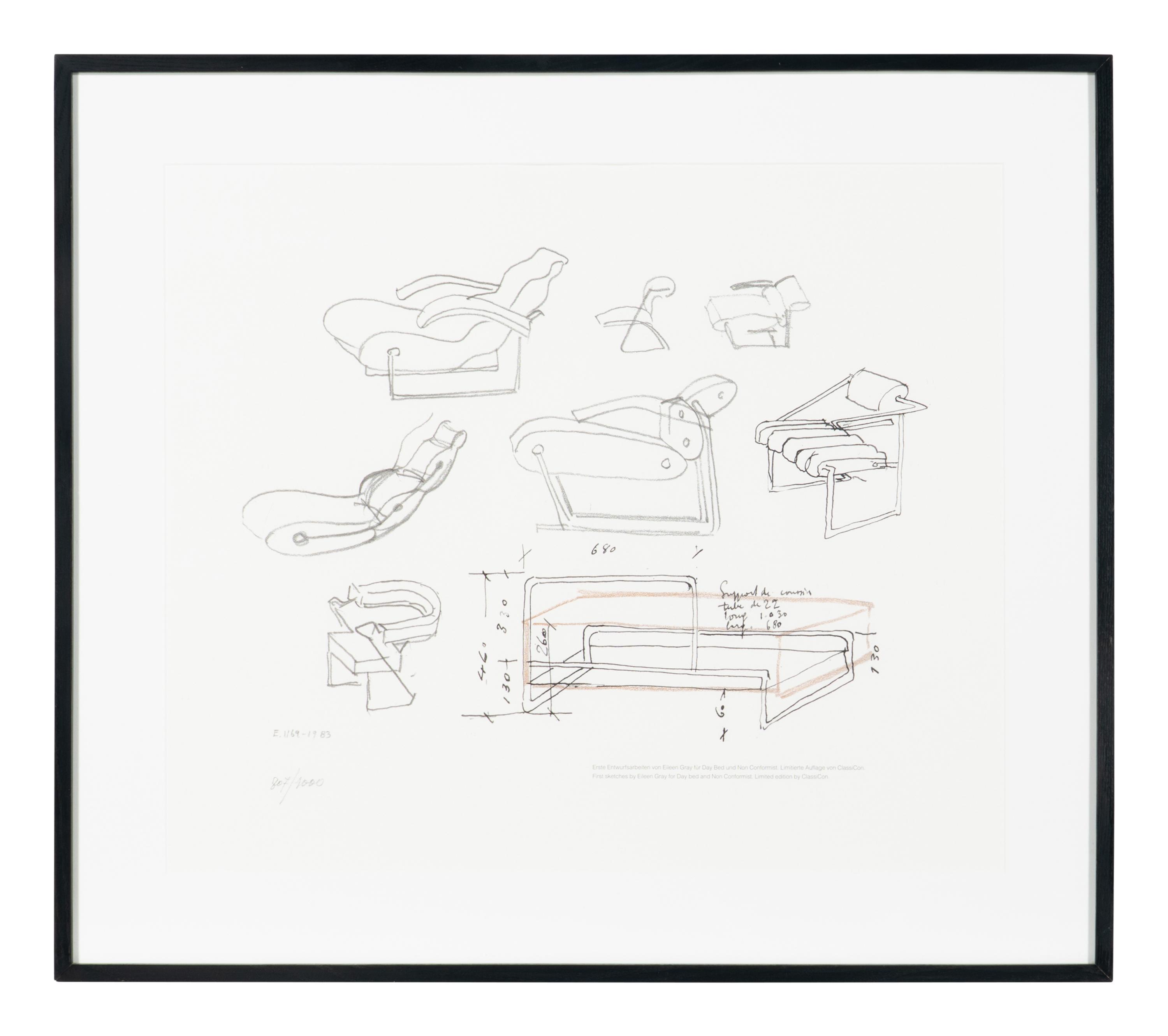 First sketches for Day bed and Non Conformist for ClassiCon, 1983