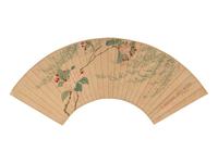 Eight Chinese Folding Fan Leaves Depicting Landscape and Flowers