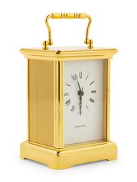 A Swiss Gilt Brass Carriage Clock Retailed by Tiffany & Co.