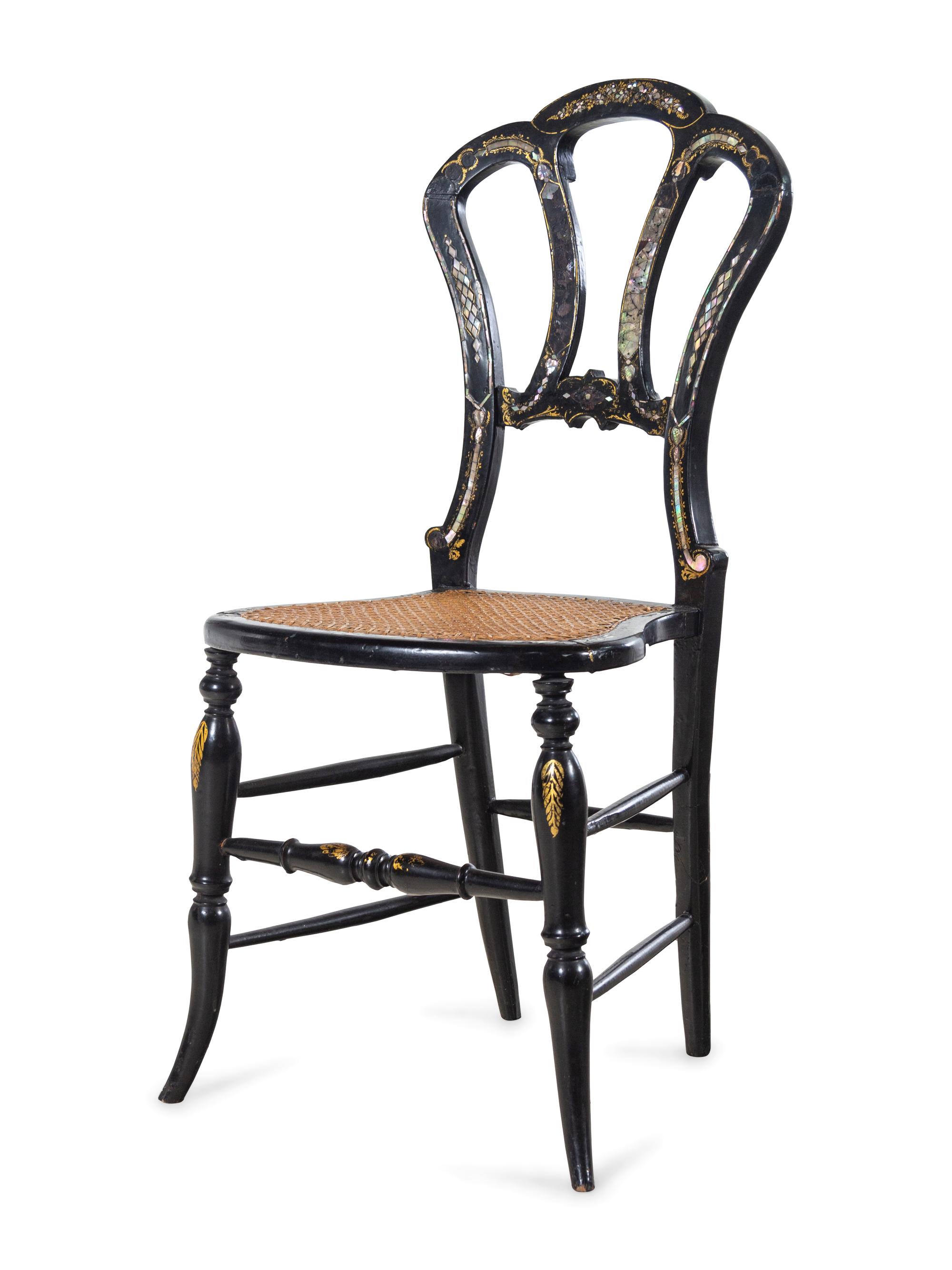 A Set of Four French Mother-of-Pearl Inlaid Side Chairs