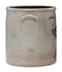 A P. H. Smith Three-Gallon Cobalt Decorated Stoneware 'Fish' Crock