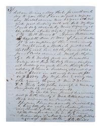 [TEXAS]. A letter from an enslaver detailing the value of enslaved persons and noting the recent discovery of gold. Hallettsville, TX, 28 April 1853. [With:] Additional letter to same recipient.