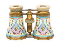A Pair of English Opera Glasses, E.C. Wood, Width 4 1/2 inches.
