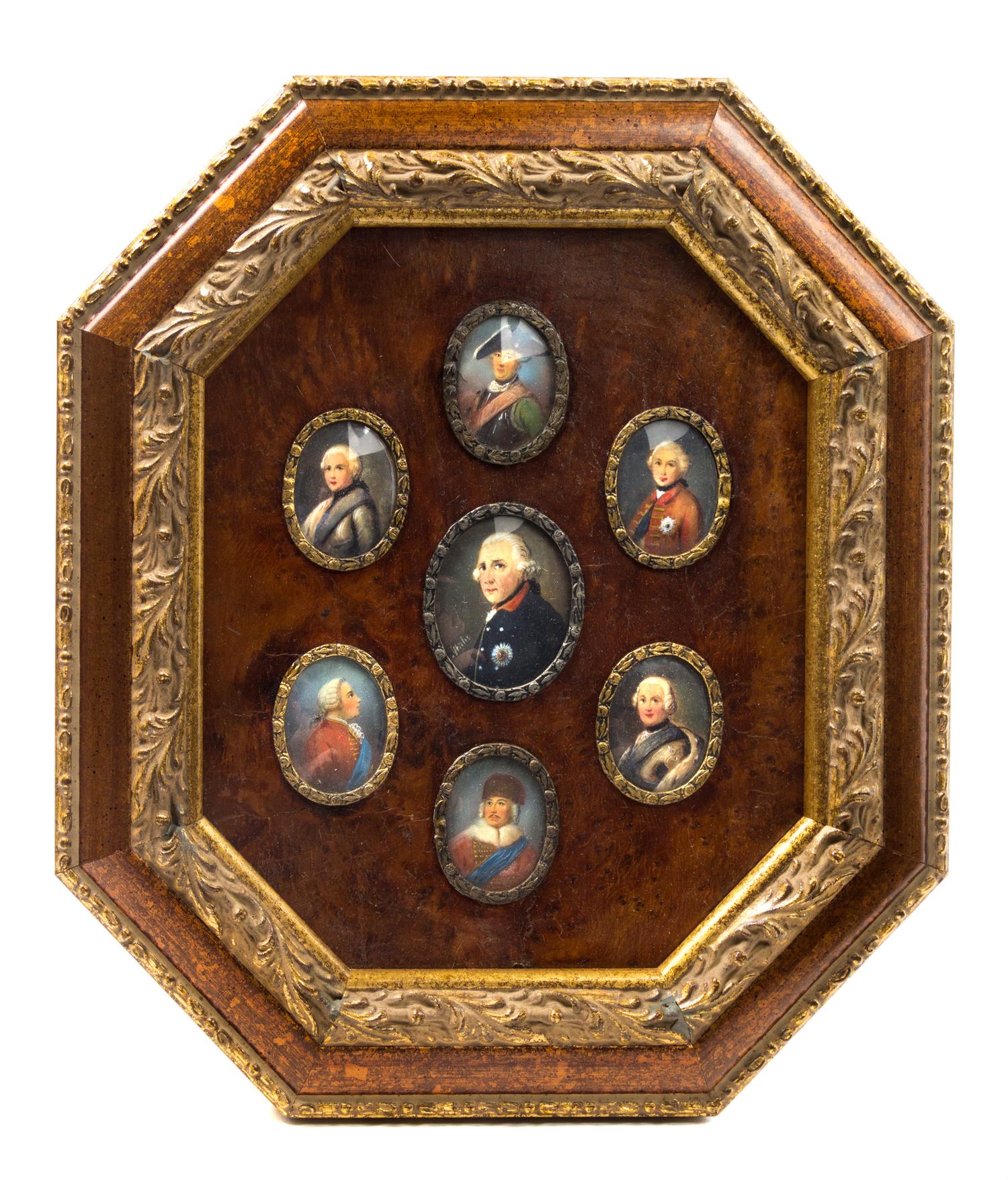 A Collection of Continental Oval Painted Portraits Overall: 11 x 9 3/4 inches. — 19TH CENTURY