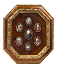 A Collection of Continental Oval Painted Portraits Overall: 11 x 9 3/4 inches. — 19TH CENTURY