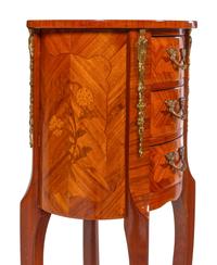 A Louis XV/XVI Transitional Style Gilt Metal Mounted and Marquetry Kingwood Side Table