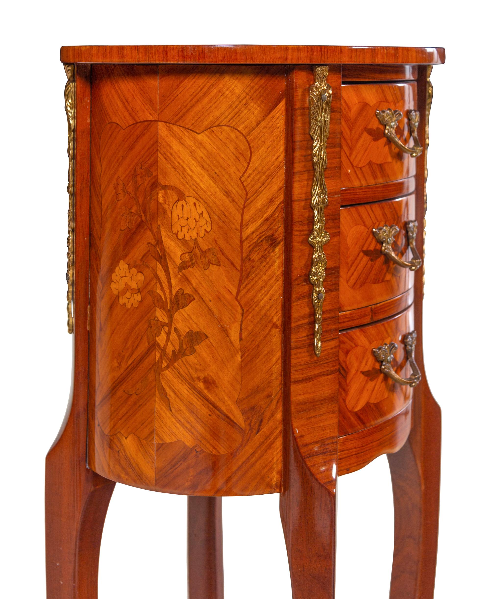 A Louis XV/XVI Transitional Style Gilt Metal Mounted and Marquetry Kingwood Side Table