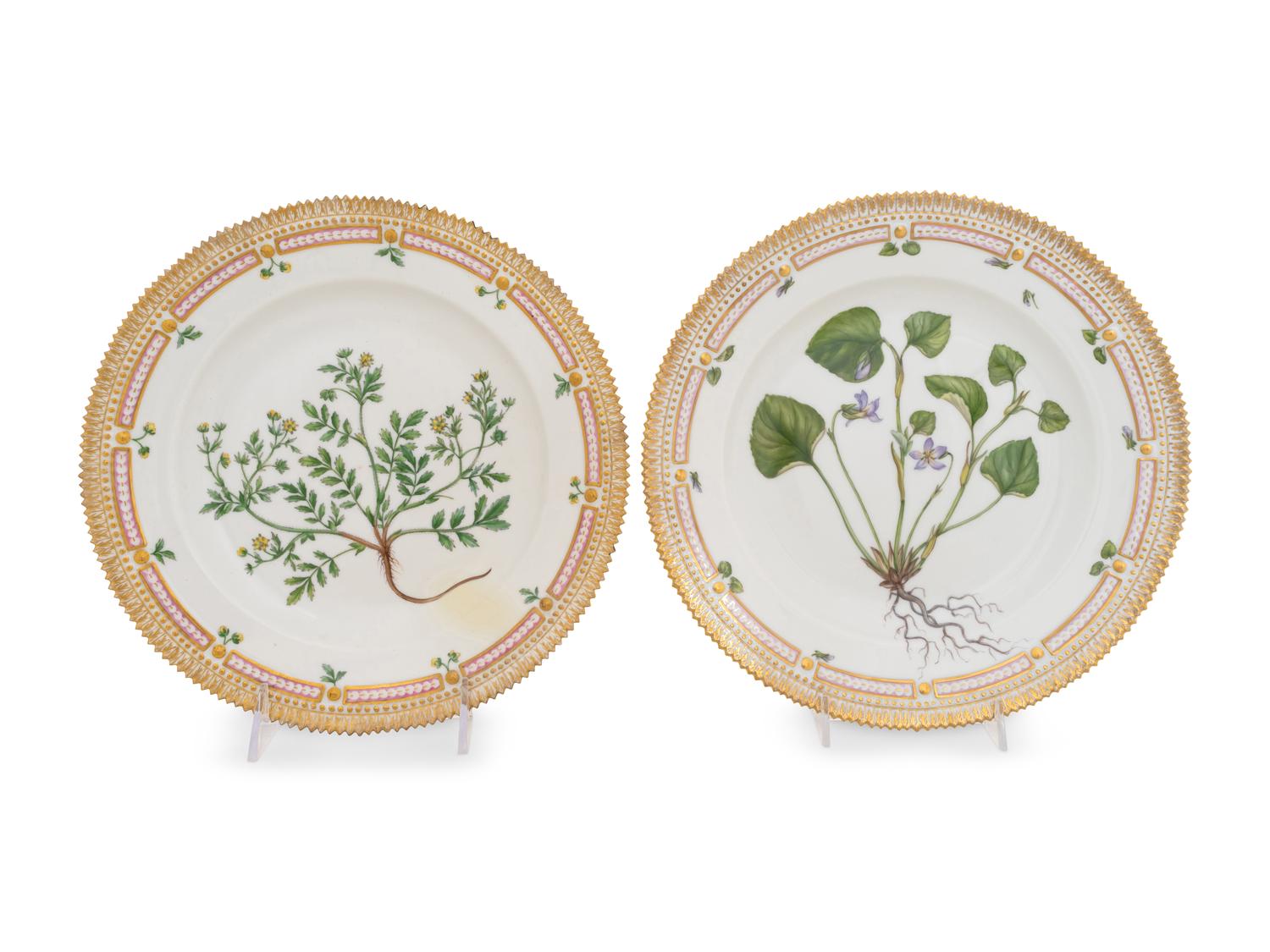A Set of Ten Royal Copenhagen Flora Danica Dinner Plates