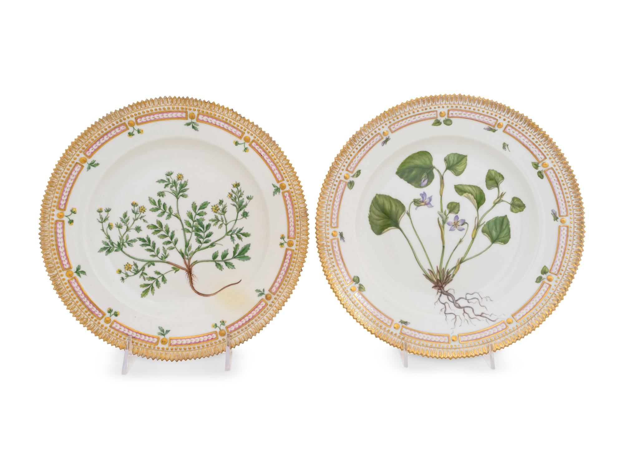 A Set of Ten Royal Copenhagen Flora Danica Dinner Plates
