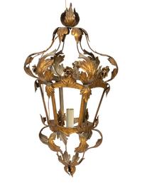 An Italian Gilt Tole Hall Lantern