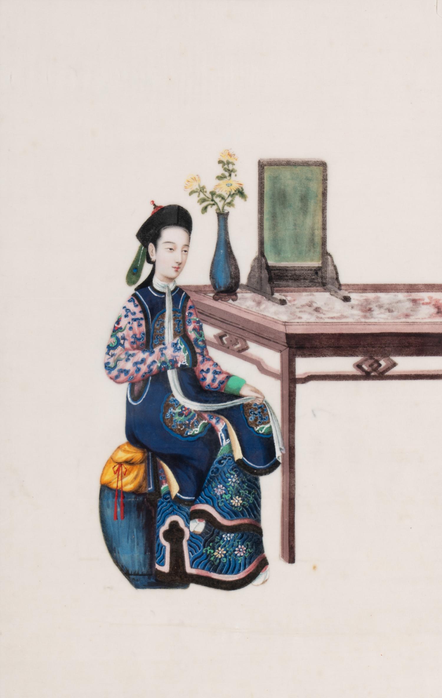A Set of 12 Chinese Export Pith Paintings, Late 19th/Early 20th Century 清晚期 通草畫人物圖鏡框12幅
