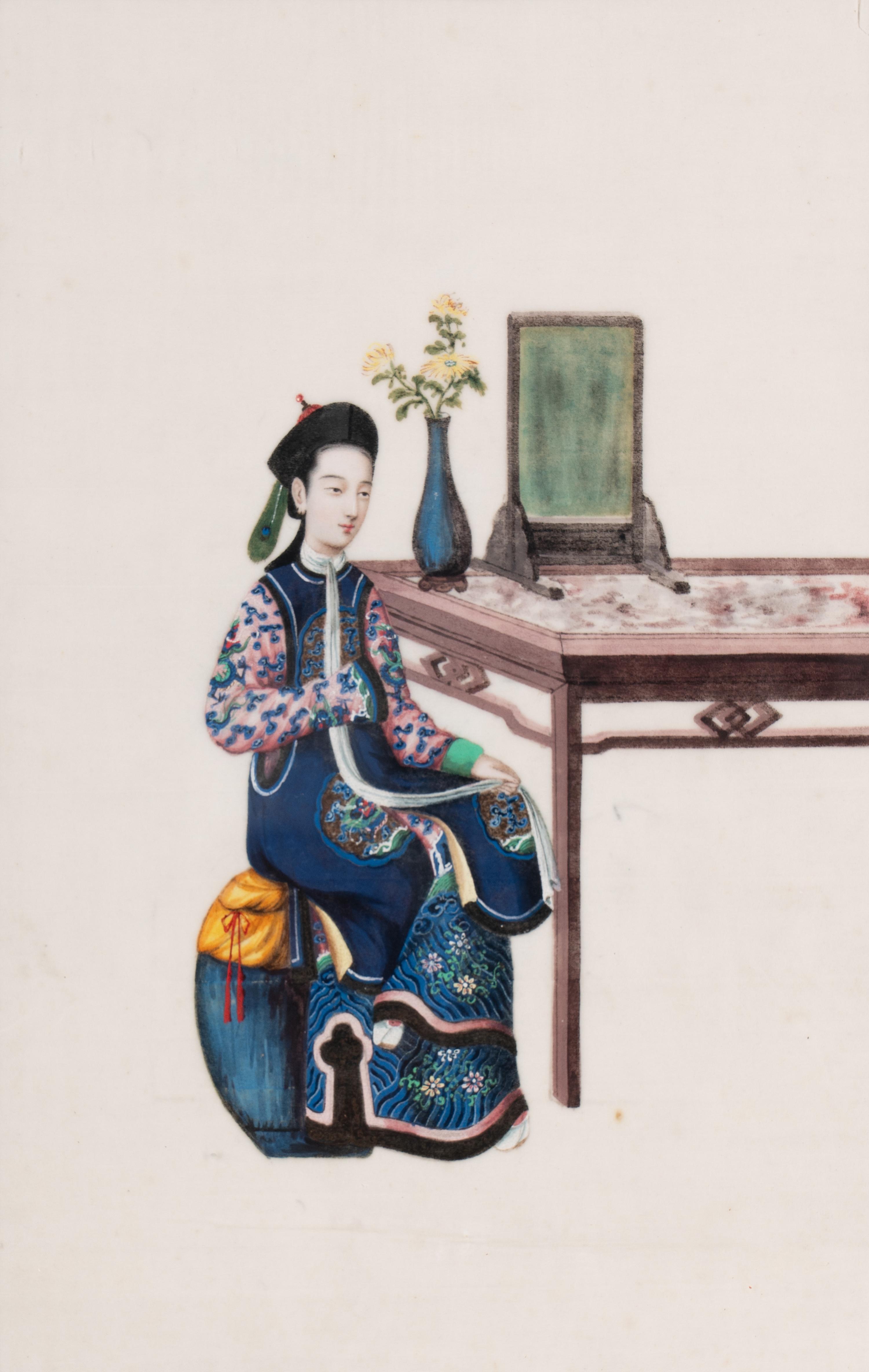 A Set of 12 Chinese Export Pith Paintings, Late 19th/Early 20th Century 清晚期 通草畫人物圖鏡框12幅