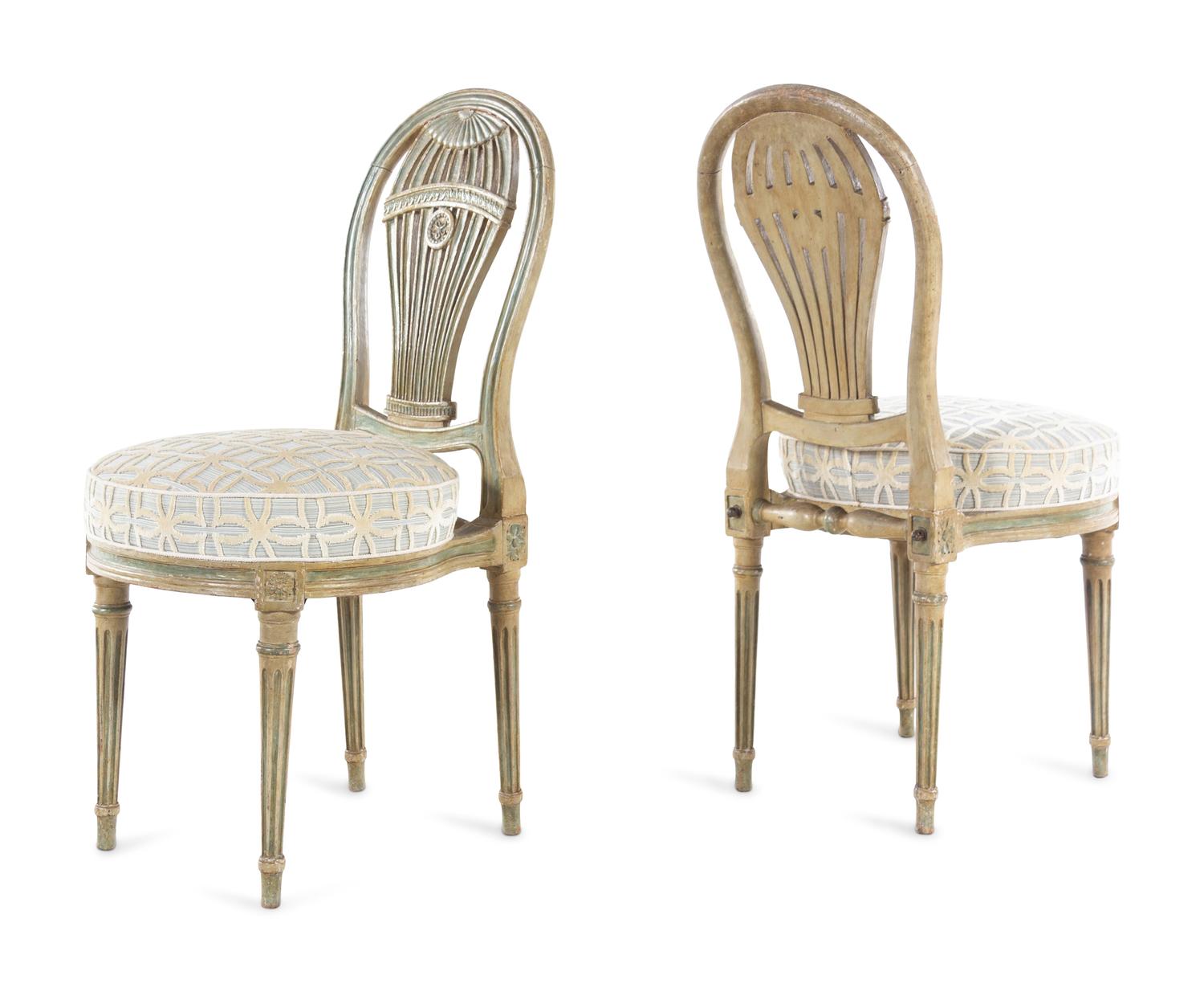 A Set of Six French Painted "Montgolfier" Dining Chairs