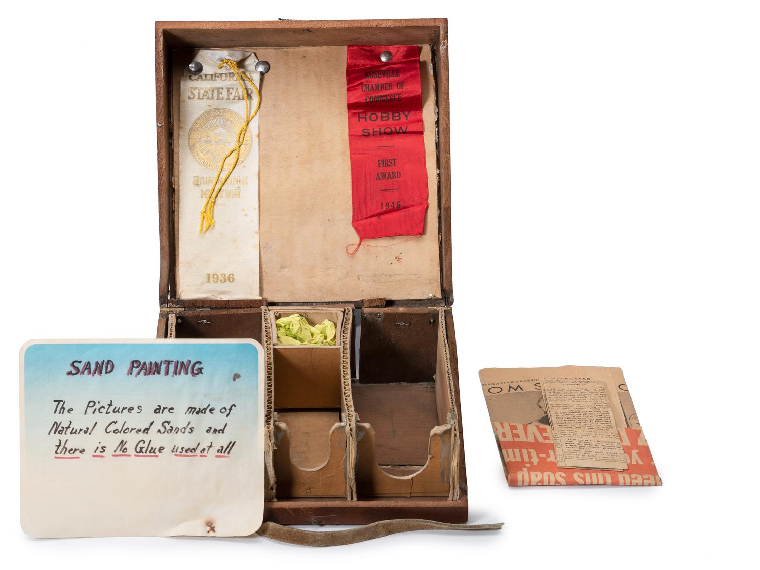 A Collection of John A. Adams Sand Art Bottles, Along with Custom Box and Unused Bottle
