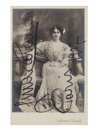 [20TH-CENTURY OPERA SINGERS]. A group of 6 signed photographic postcards or cabinet photographs of opera singers from the 1900s, comprising images of: