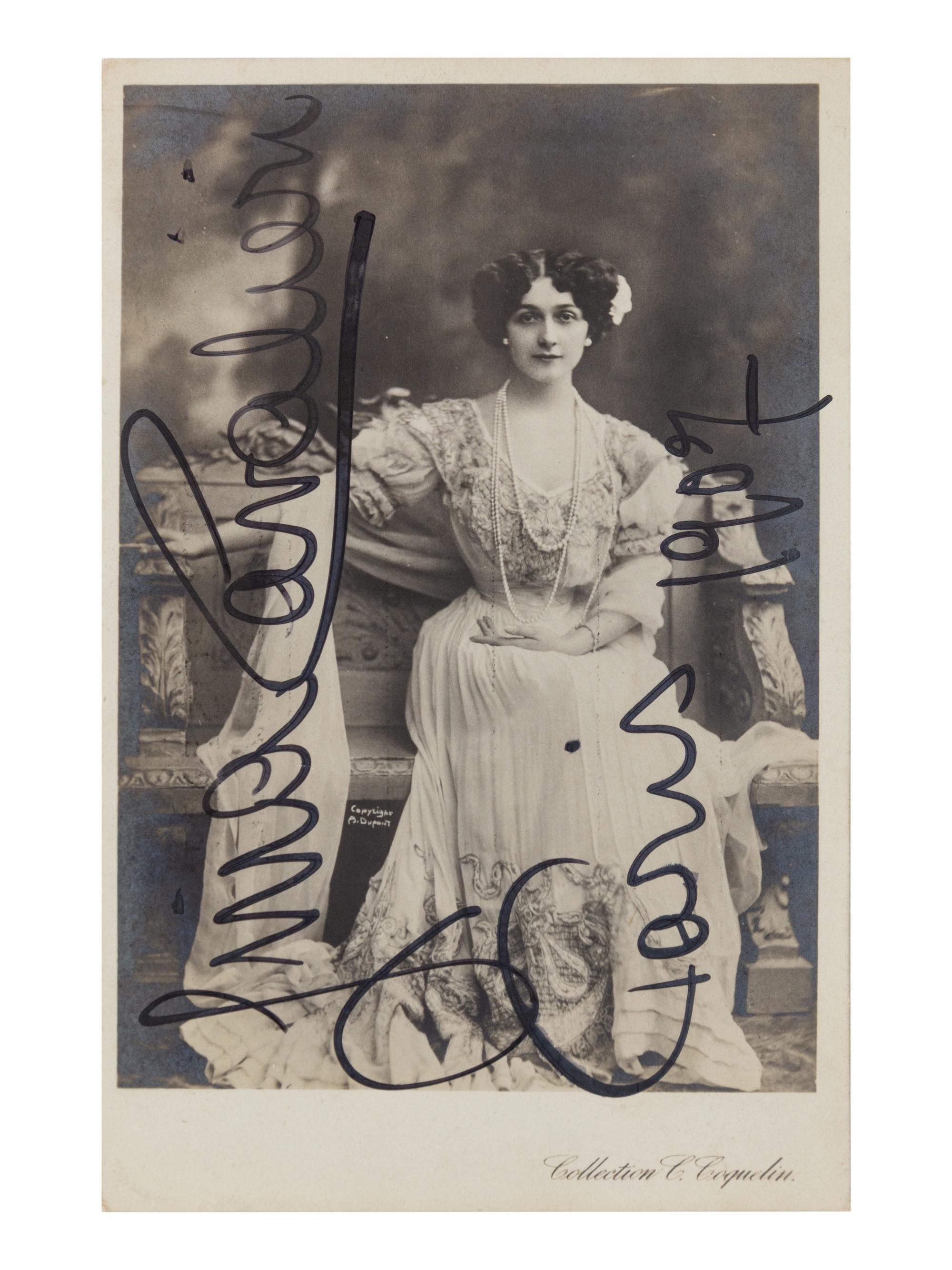 [20TH-CENTURY OPERA SINGERS]. A group of 6 signed photographic postcards or cabinet photographs of opera singers from the 1900s, comprising images of: