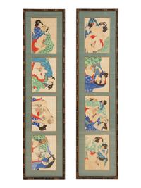 A Pair of Japanese Erotic Woodblock Print Framings