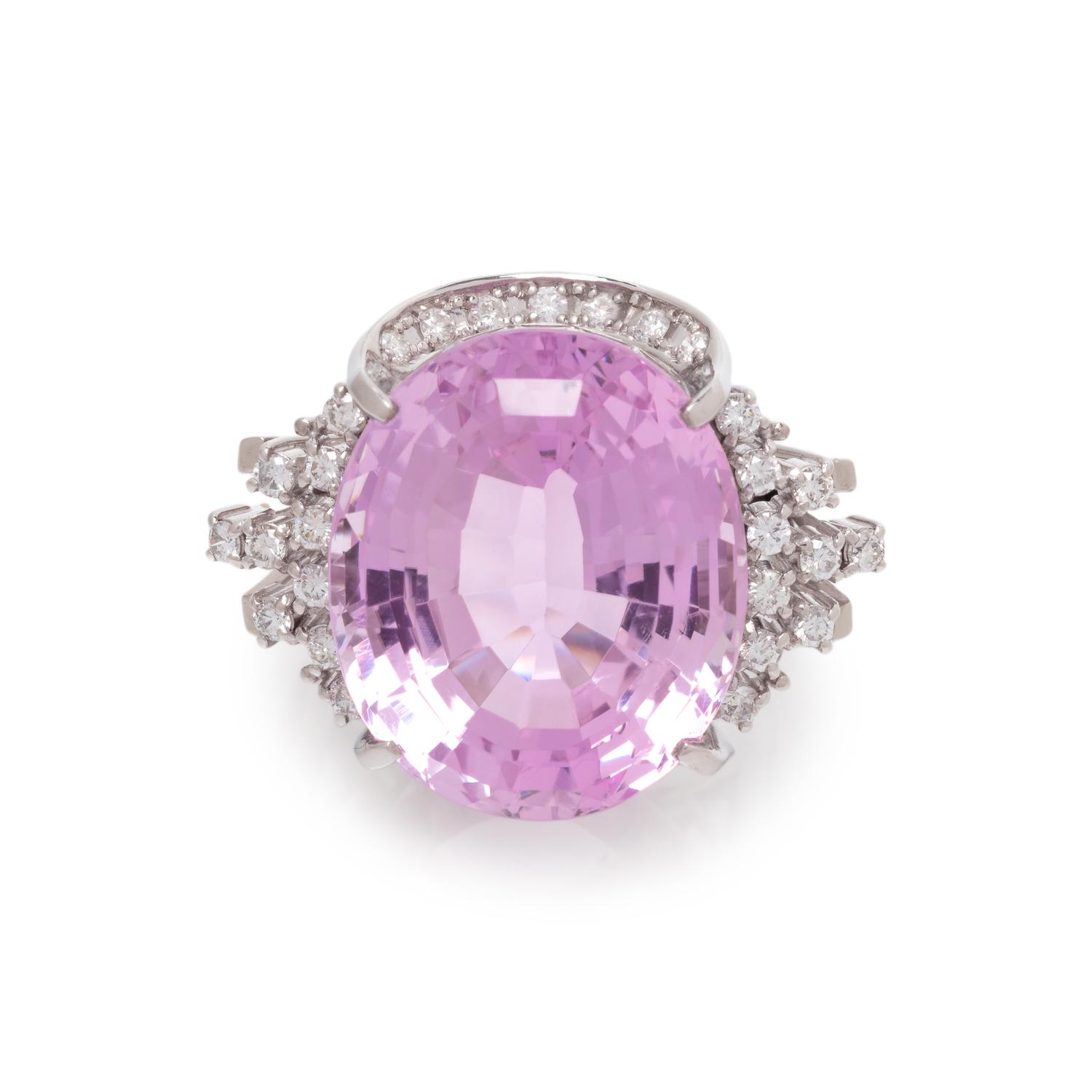 KUNZITE AND DIAMOND RING