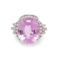KUNZITE AND DIAMOND RING