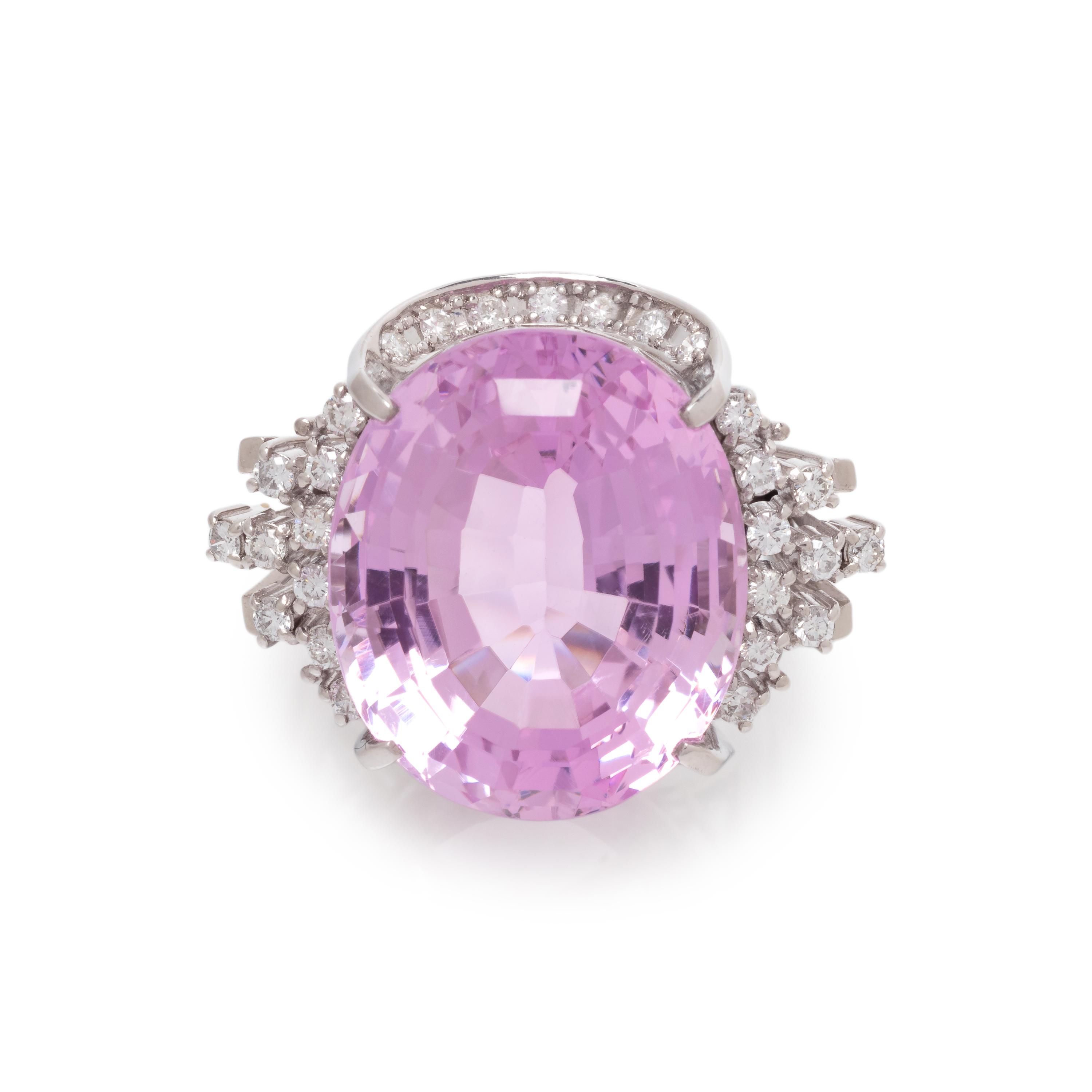 KUNZITE AND DIAMOND RING