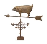 A Large Molded Gilt-Copper and Zinc Pig Weathervane, 20th Century