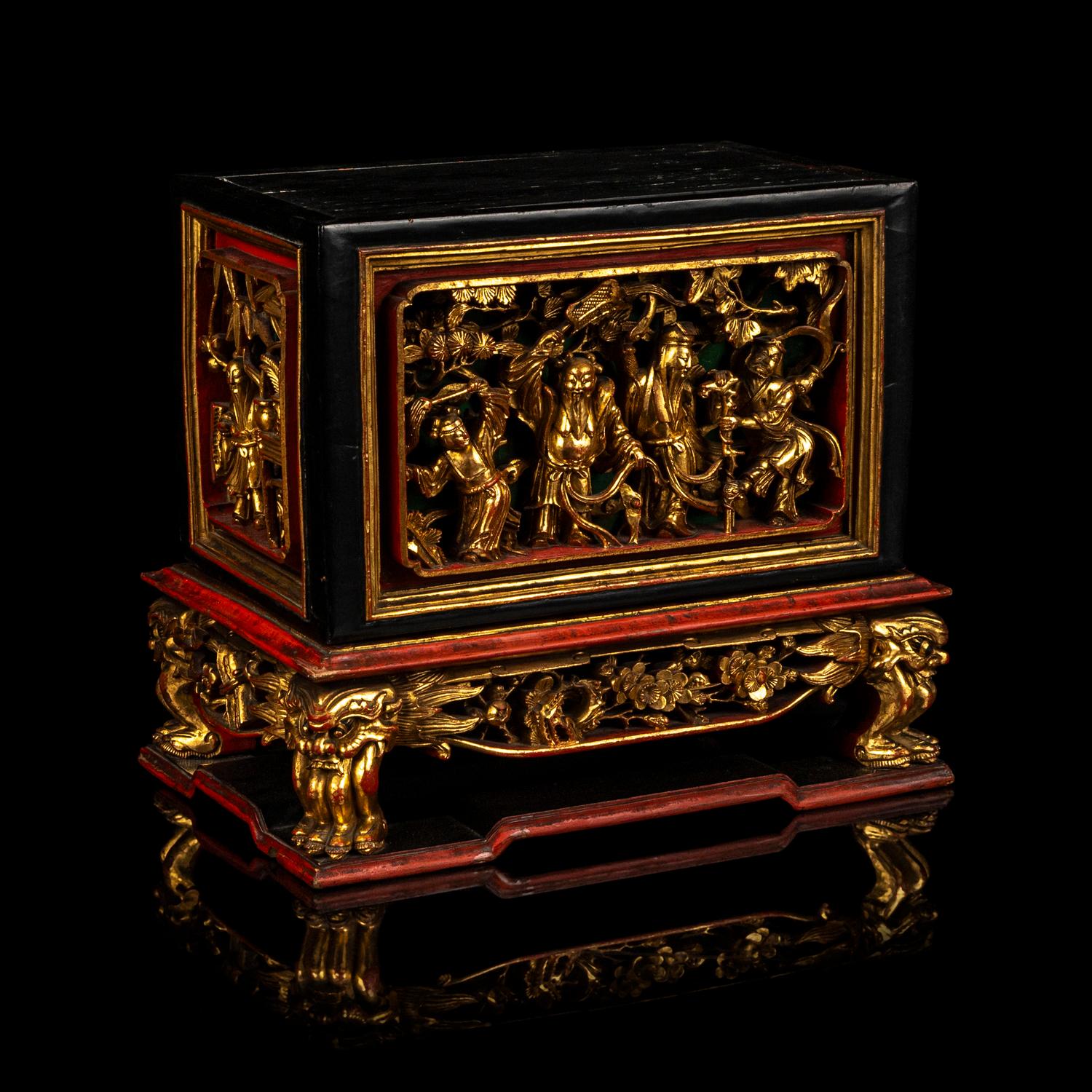 A Chinese Gilt and Red Lacquered Chest