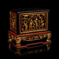 A Chinese Gilt and Red Lacquered Chest