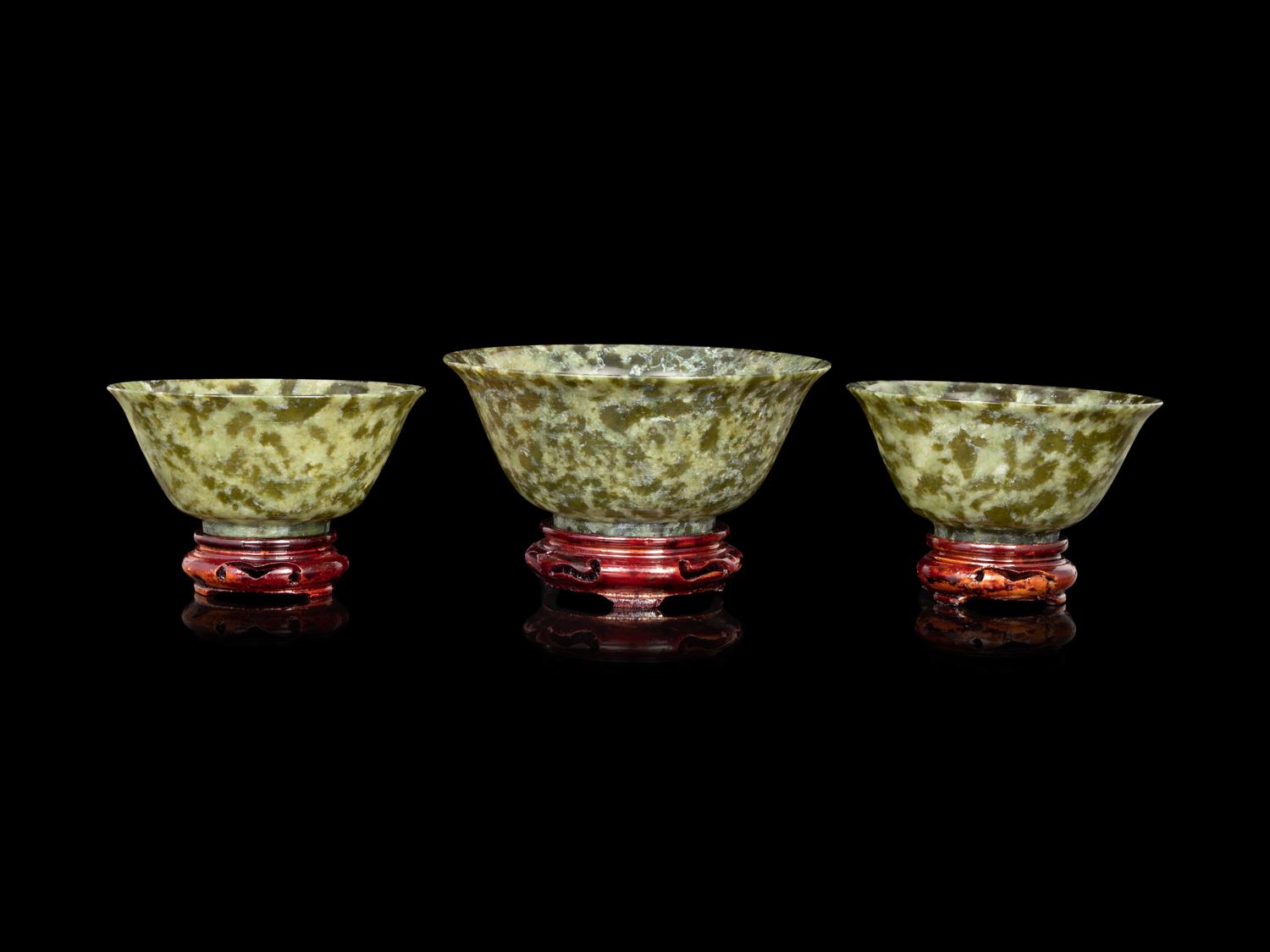 A Group of Three Jade Bowls