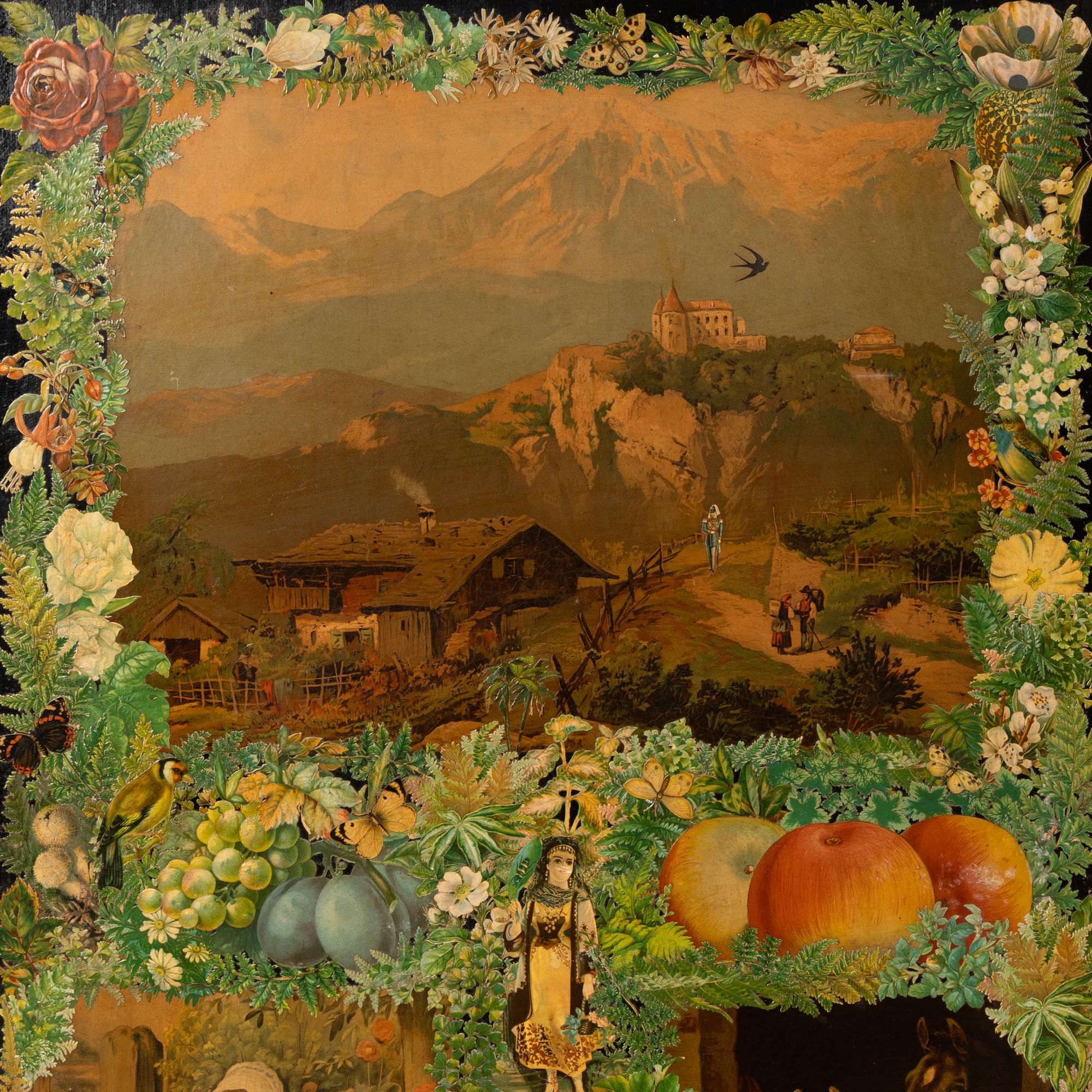 A Victorian Decoupage Four-Panel Floor Screen