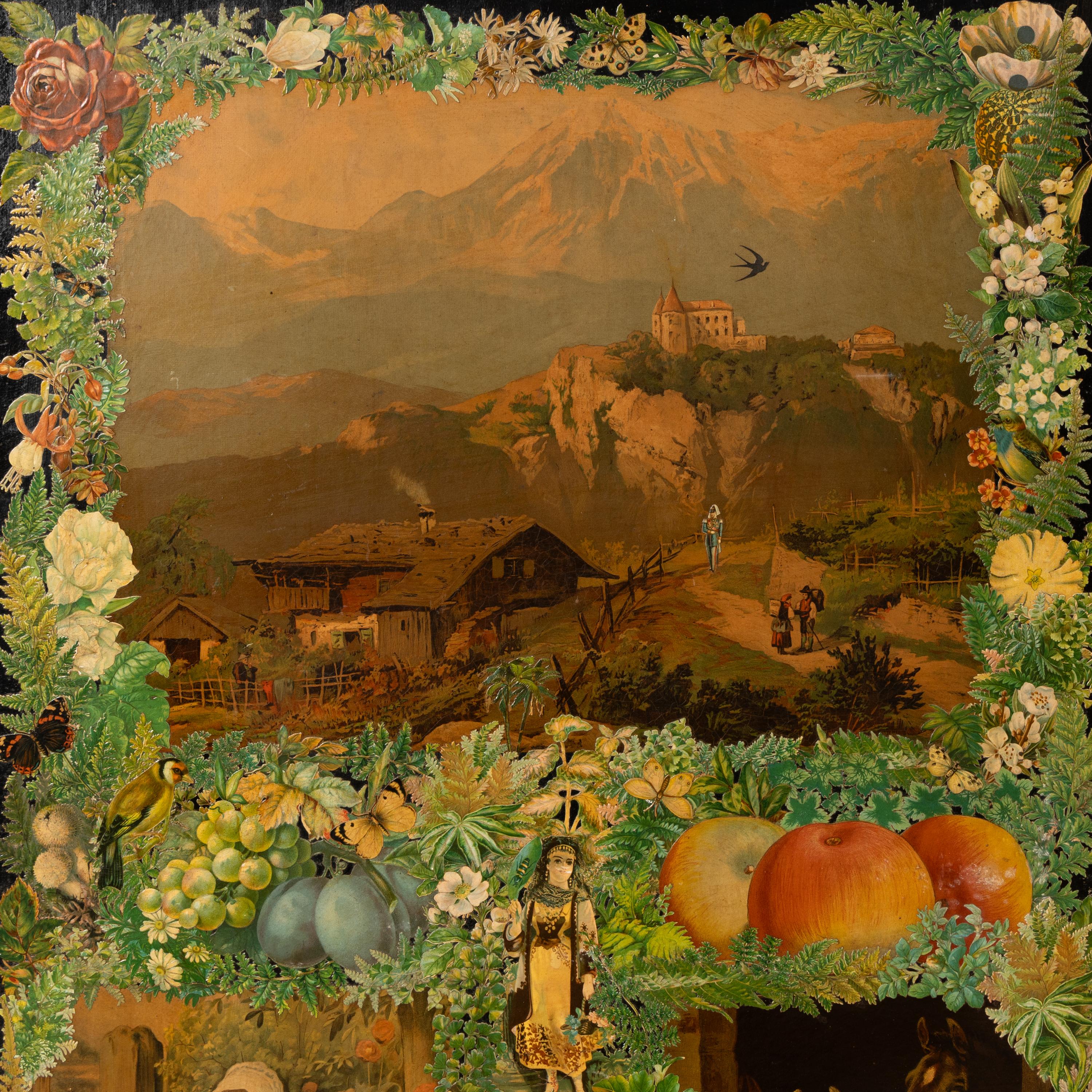 A Victorian Decoupage Four-Panel Floor Screen