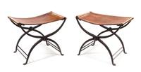 Morgan Colt (American, 1876-1926), USA, c.1925, a pair of collapsible stools