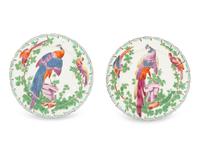 A Pair of Chelsea Porcelain Exotic Bird Plates