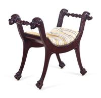A Georgian Style Carved Mahogany Bench