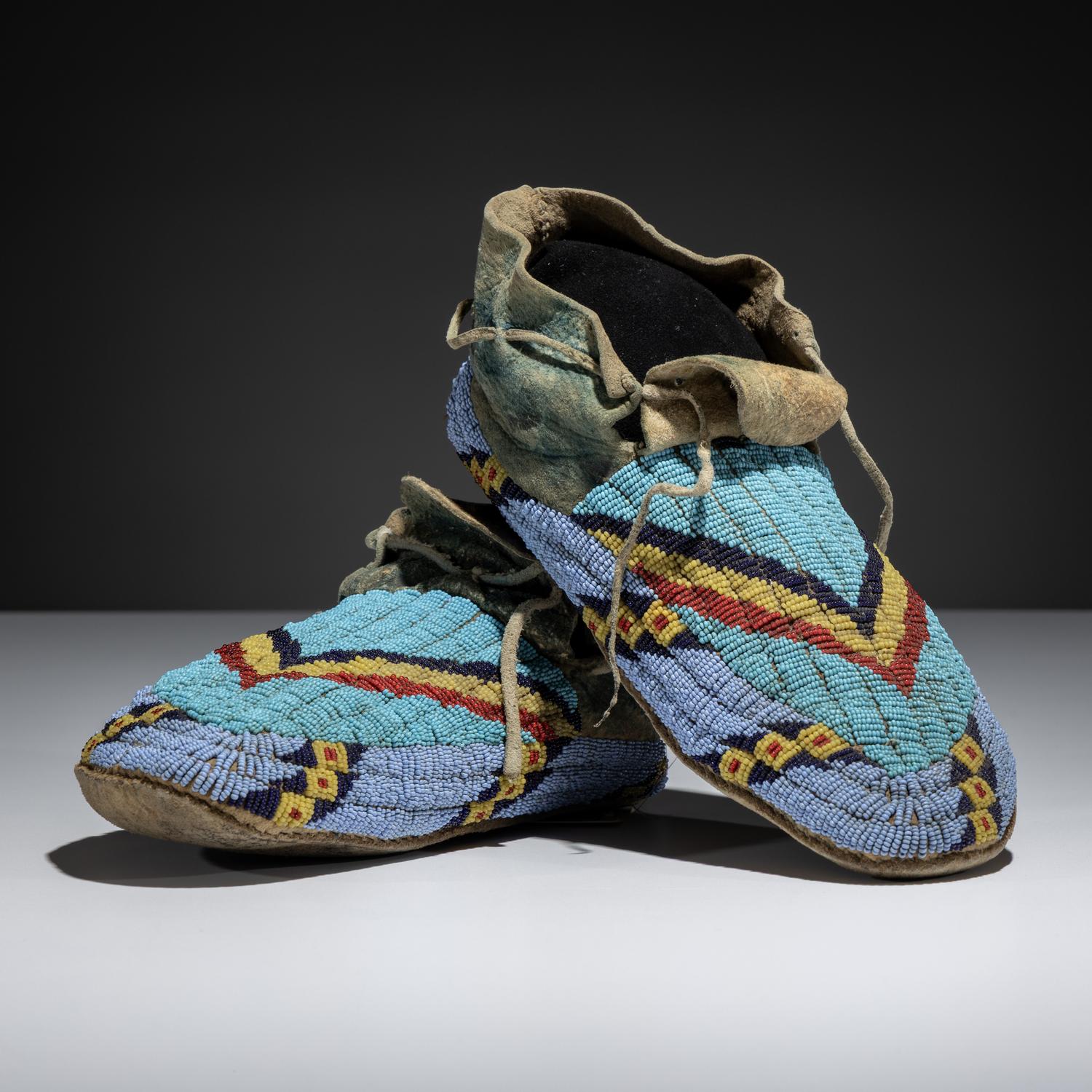 Sioux Beaded Buffalo Hide Moccasins
