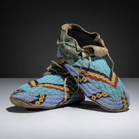 Sioux Beaded Buffalo Hide Moccasins