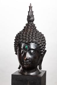 A Large Thai Bronze Head of Buddha