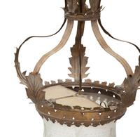 A Continental Gilt Tole and Etched Glass Hall Lantern