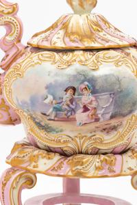 A Vienna Style Porcelain Kettle on Warming Stand