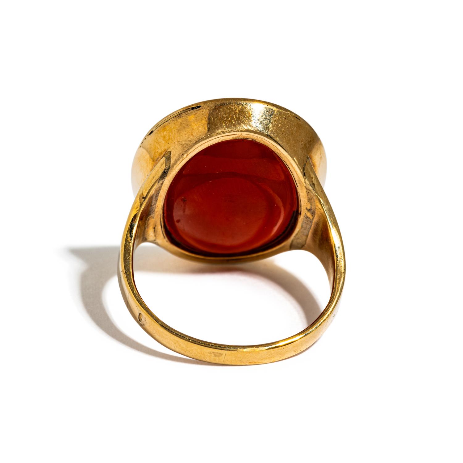 A Neoclassical Gold and Carnelian Finger Ring with Portrait Head of Homer