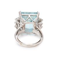 AQUAMARINE AND DIAMOND RING