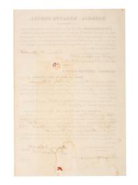 [SLAVERY & ABOLITION]. Partially printed merchant's affidavit swearing not to sell liquor to free or enslaved persons of color, Decatur County, GA, 13 April 1852.