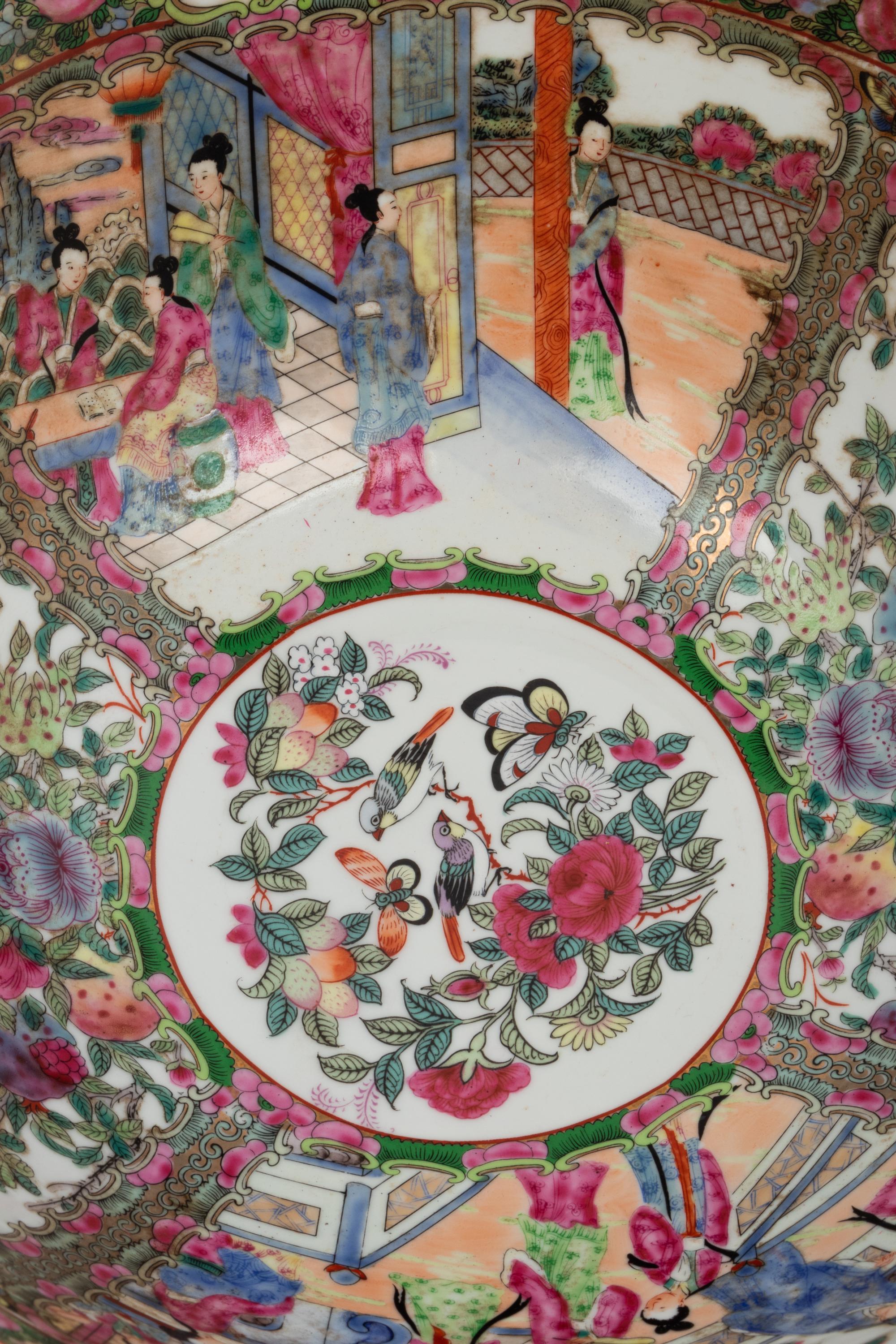 A Chinese Export Rose Medallion Punch Bowl