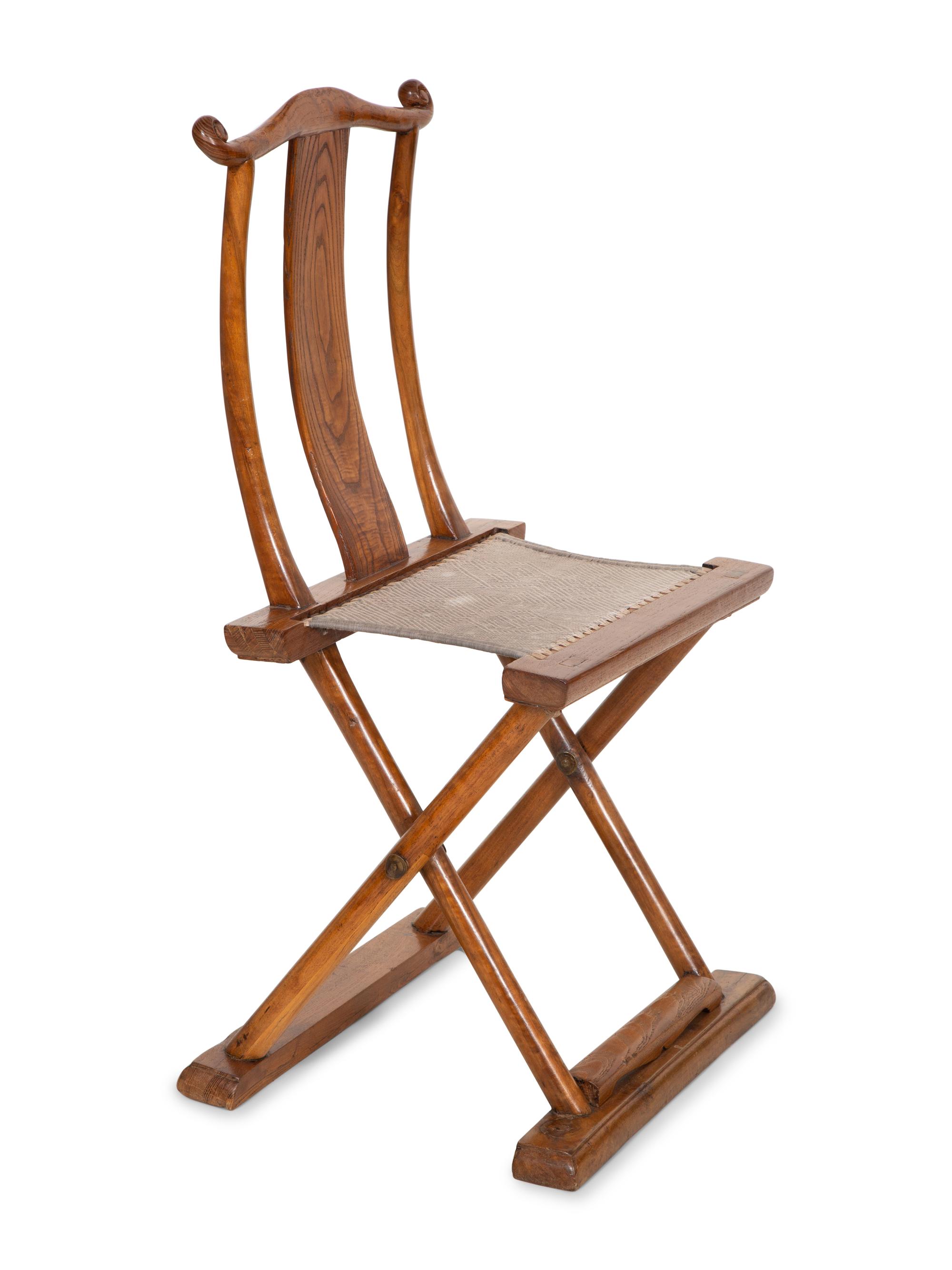 A Chinese Hardwood Campaign Chair