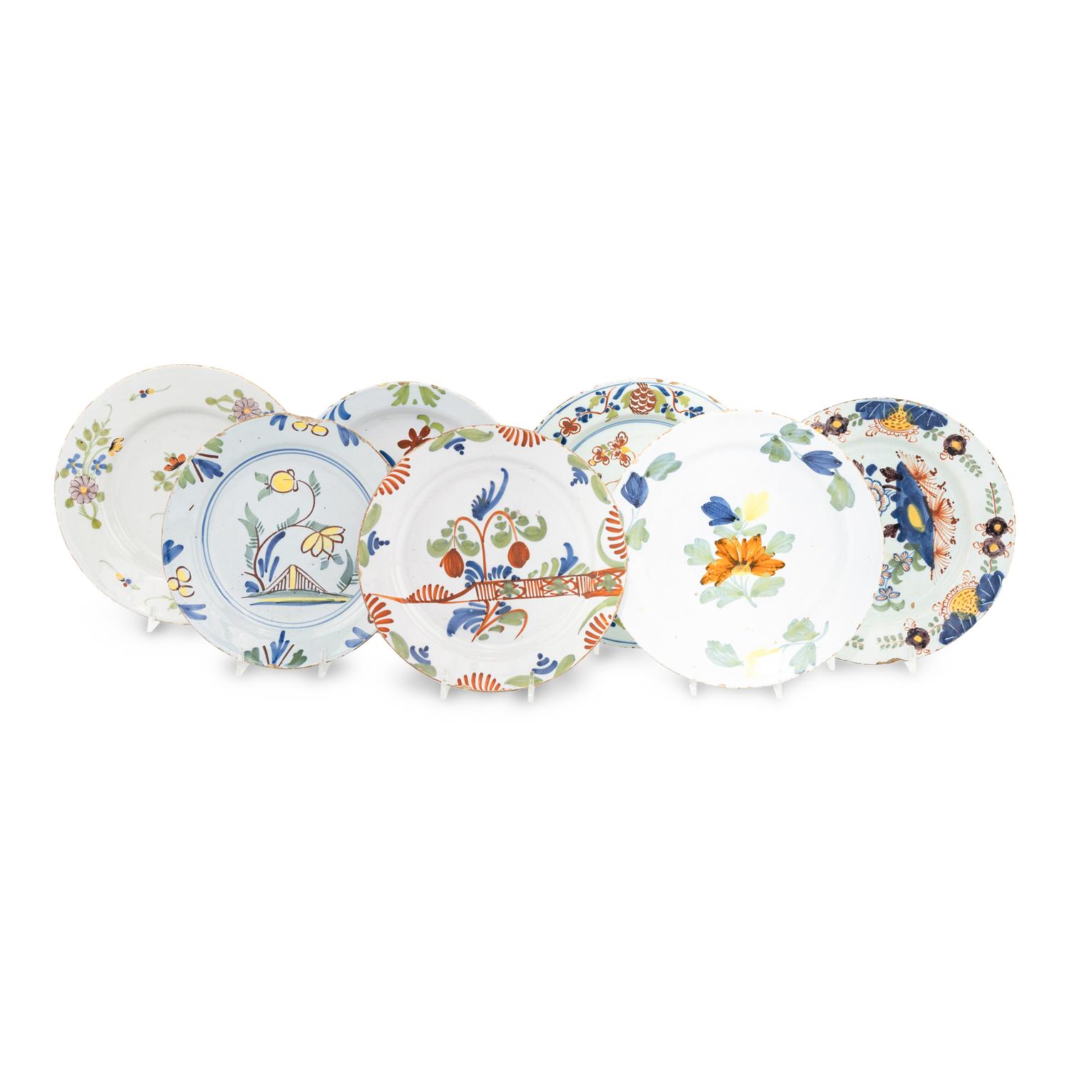 A Collection of English Delftware Polychrome Decorated Articles