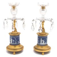 A Pair of Wedgwood Jasper and Gilt-Bronze Girondoles