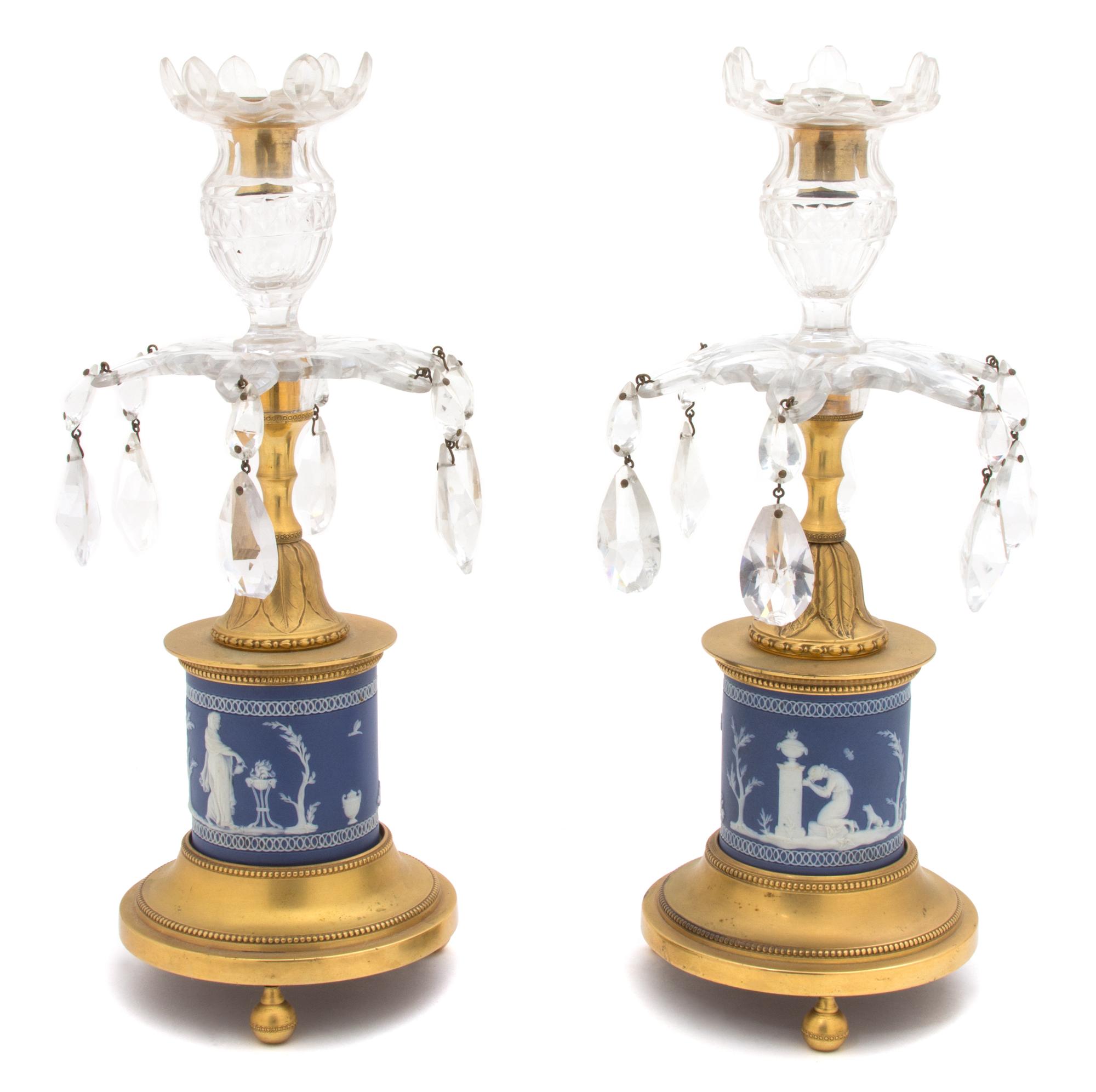 A Pair of Wedgwood Jasper and Gilt-Bronze Girondoles