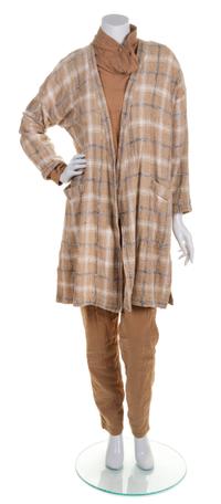 An Issey Miyake Cotton Plaid Jacket Ensemble, Size M.